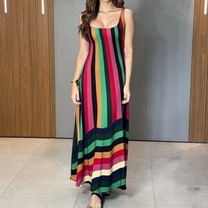 FARM Rio Colorful Striped Long Dress Size M